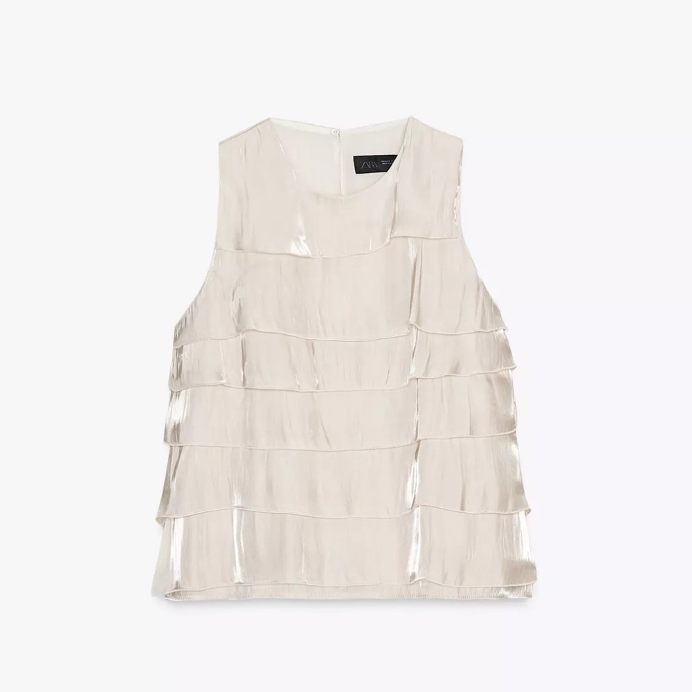 Zara Sparkly Effect Ruffled Top - Picture 3 of 10